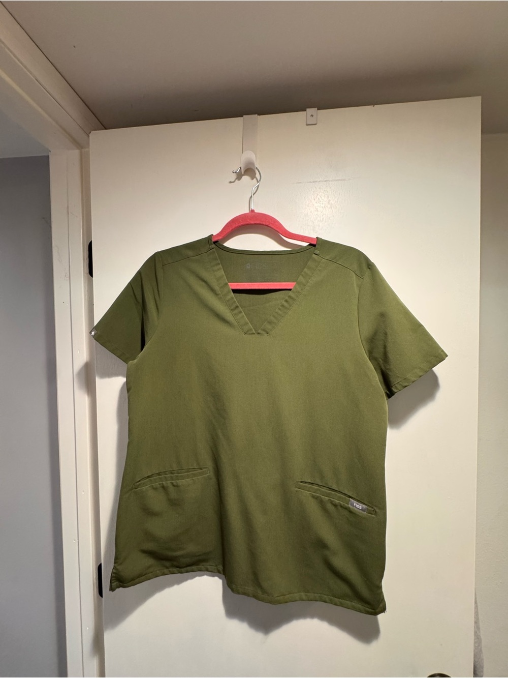 Olive Green V-Neck Medical Scrub Top